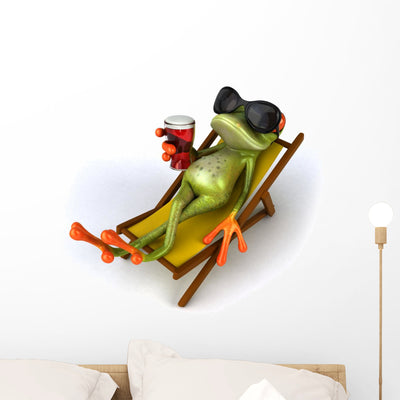 Frog Vacation Wall Decal shown on a wall