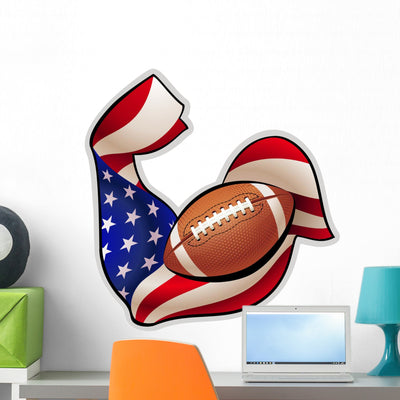 American Football Emblem Wall Decal shown on a wall