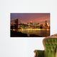 Brooklyn Bridge with city skyline at night Wall Mural