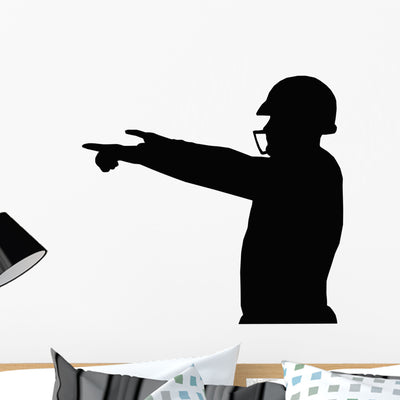 American Football Referee Silhouette Wall Decal shown on a wall