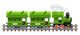 Green Retro Locomotive with Wall Decal