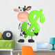 Cartoon Cow with Dollar Sign Wall Decal