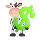 Cartoon Cow with Dollar Sign Wall Decal
