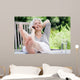 Attractive Gray-haired Woman Phone Wall Decal
