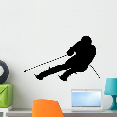 Extreme Sports Skier Wall Decal shown on a wall