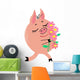 Pig with Bouquet Flowers Wall Decal