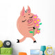 Pig with Bouquet Flowers Wall Decal