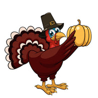 Cartoon Thanksgiving Turkey with Pumpkin Wall Decal