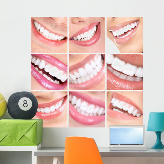 Smile and Teeth 3x3 Image Grid Wall Decal