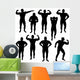Body Building Male Forms Silhouettes Wall Decal