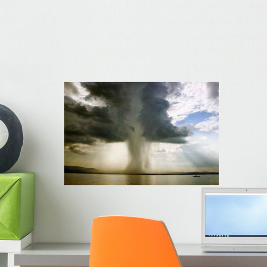 Beginning Tornado over Lake - Horizontal Wall Decal