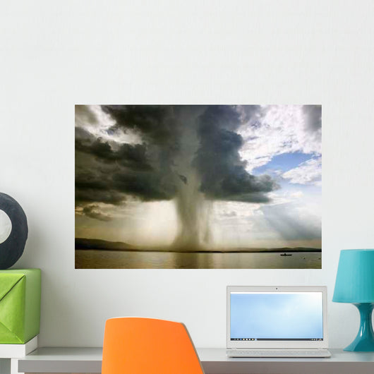 Beginning Tornado over Lake - Horizontal Wall Decal