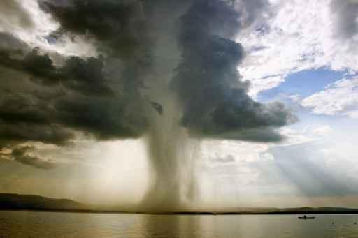 Beginning Tornado over Lake - Horizontal Wall Decal