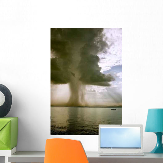 Beginning Tornado over Lake - Vertical Wall Decal