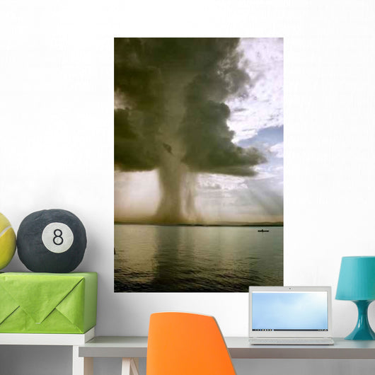 Beginning Tornado over Lake - Vertical Wall Decal