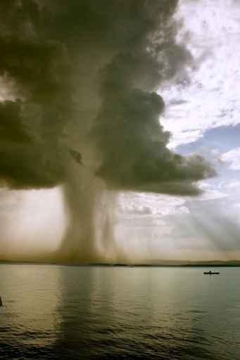 Beginning Tornado over Lake - Vertical Wall Decal