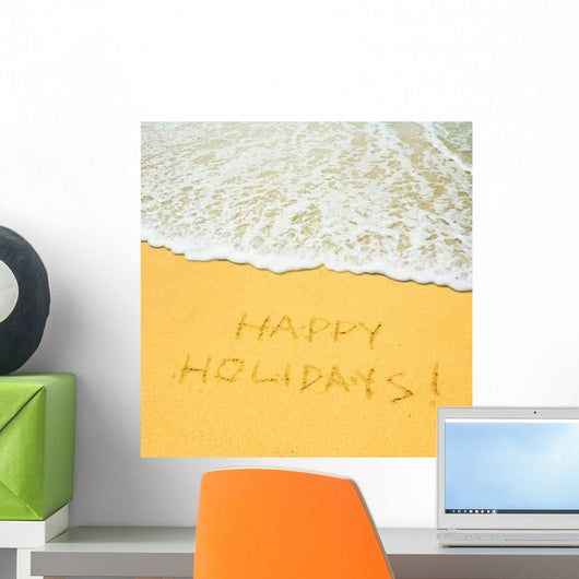 Happy Holidays Written Sandy Wall Decal