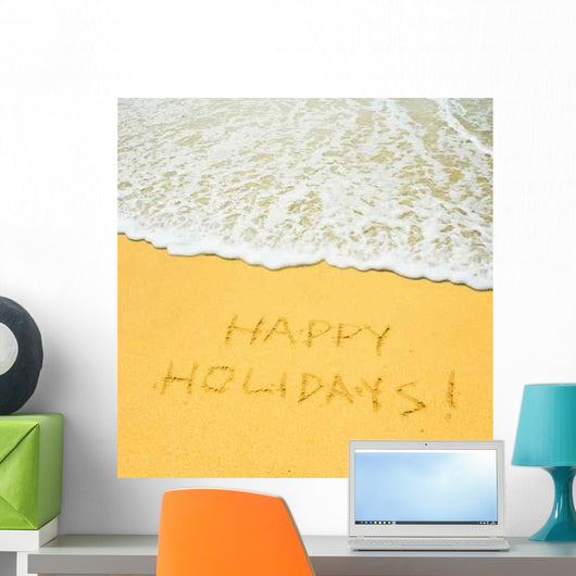 Happy Holidays Written Sandy Wall Decal
