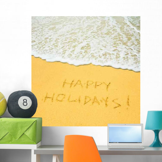 Happy Holidays Written Sandy Wall Decal