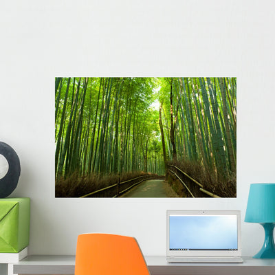 Bamboo Grove Wall Decal shown on a wall
