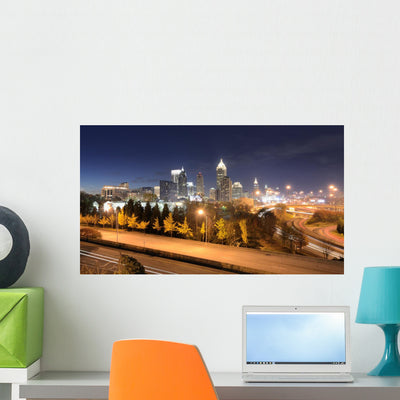 Atlanta Georgia Cityscape Mini Wall Decal shown on a wall