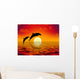 Illustration Two Dolphins Swimming Wall Decal
