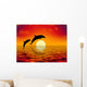 Illustration Two Dolphins Swimming Wall Decal