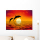 Illustration Two Dolphins Swimming Wall Decal