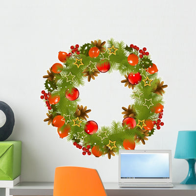 Christmas Vector Garland Wall Decal shown on a wall