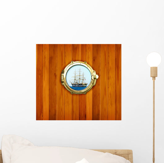 Brass Portholes with to Wall Decal