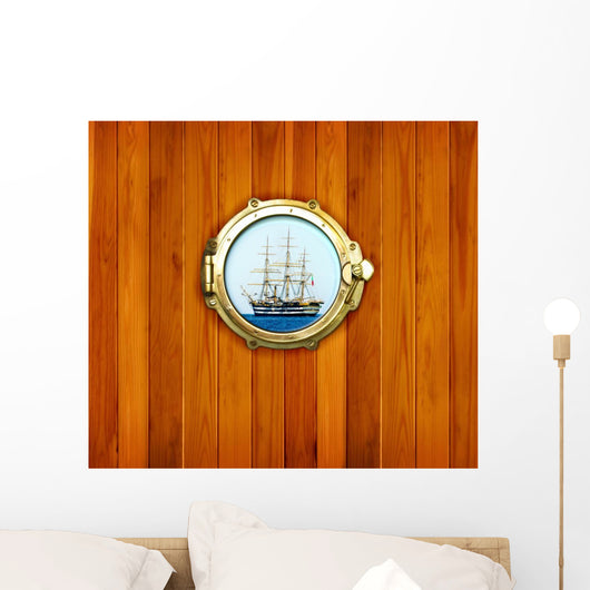 Brass Portholes with to Wall Decal
