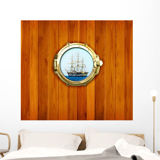 Brass Portholes with to Wall Decal