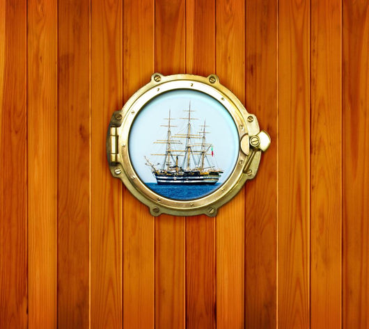 Brass Portholes with to Wall Decal