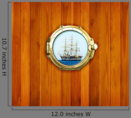 Brass Portholes with to Wall Decal