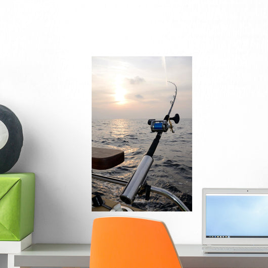 Single Fishing-rod Boat Wall Decal
