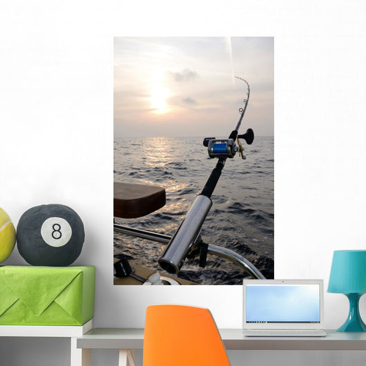 Single Fishing-rod Boat Wall Decal