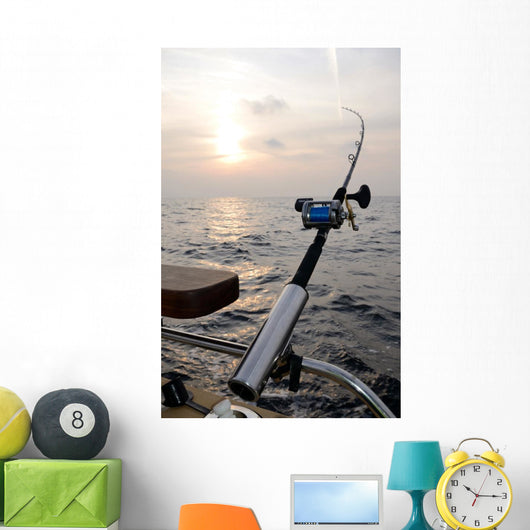 Single Fishing-rod Boat Wall Decal
