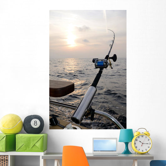 Single Fishing-rod Boat Wall Decal