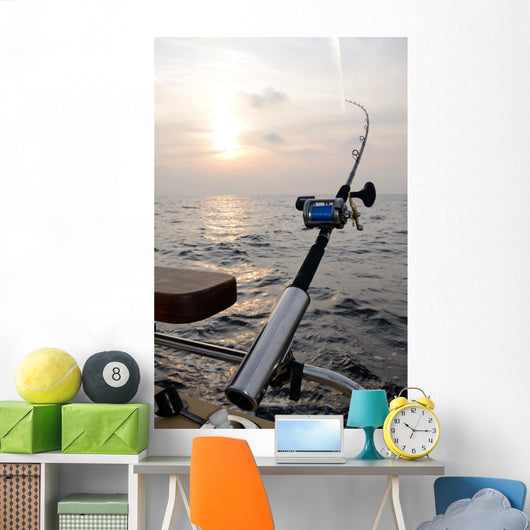 Single Fishing-rod Boat Wall Decal