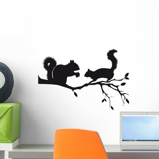 Squirrels Tree Branch Vector Wall Decal