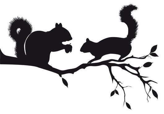 Squirrels Tree Branch Vector Wall Decal