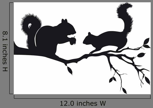 Squirrels Tree Branch Vector Wall Decal