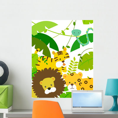 Jungle Animals Baby Wall Decal shown on a wall