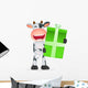 Cartoon Cow with Present Wall Decal
