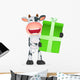 Cartoon Cow with Present Wall Decal