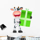 Cartoon Cow with Present Wall Decal