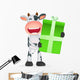 Cartoon Cow with Present Wall Decal