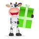 Cartoon Cow with Present Wall Decal