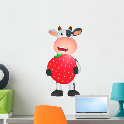Funny Cow Wall Decal shown on a wall