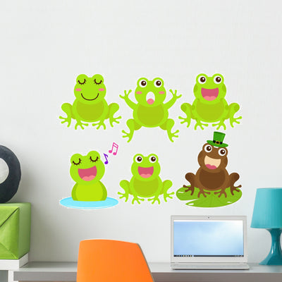 Pond Friends Frog Wall Stickers Wall Decal shown on a wall